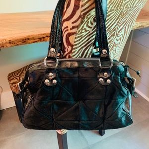 Giuseppe Zanotti Black Fur and Patent Handbag